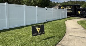 White Vinyl Fence installed by fortera fencing in middleburg