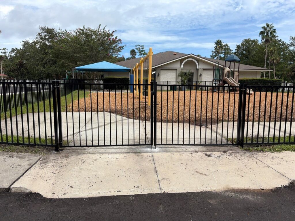 Aluminum fence installed by Fortera Fencing