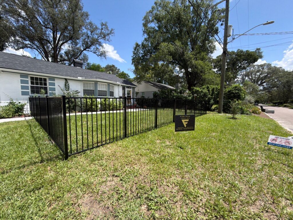 Aluminum fence installed by Fortera Fencing