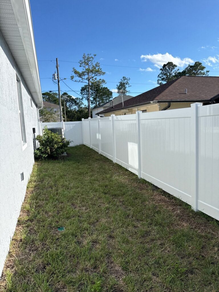 Vinyl fence installed by Fortera Fencing