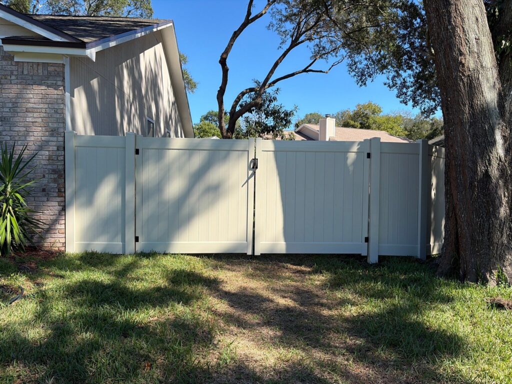 Vinyl fence installed by Fortera Fencing