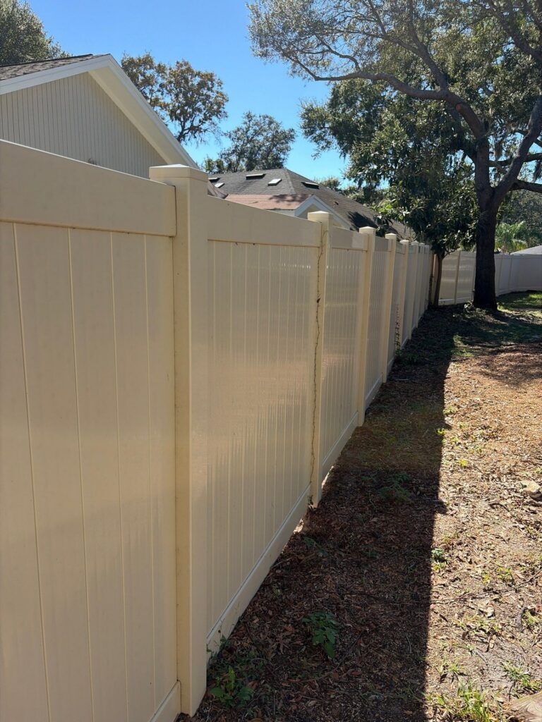 Vinyl fence installed by Fortera Fencing