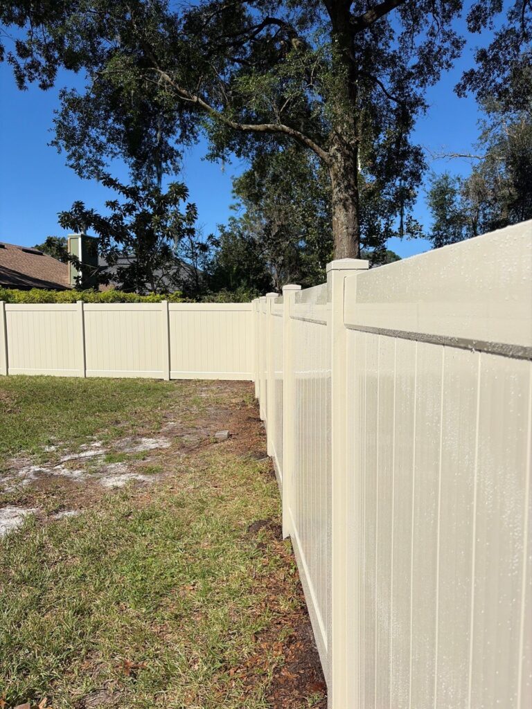 Vinyl fence installed by Fortera Fencing