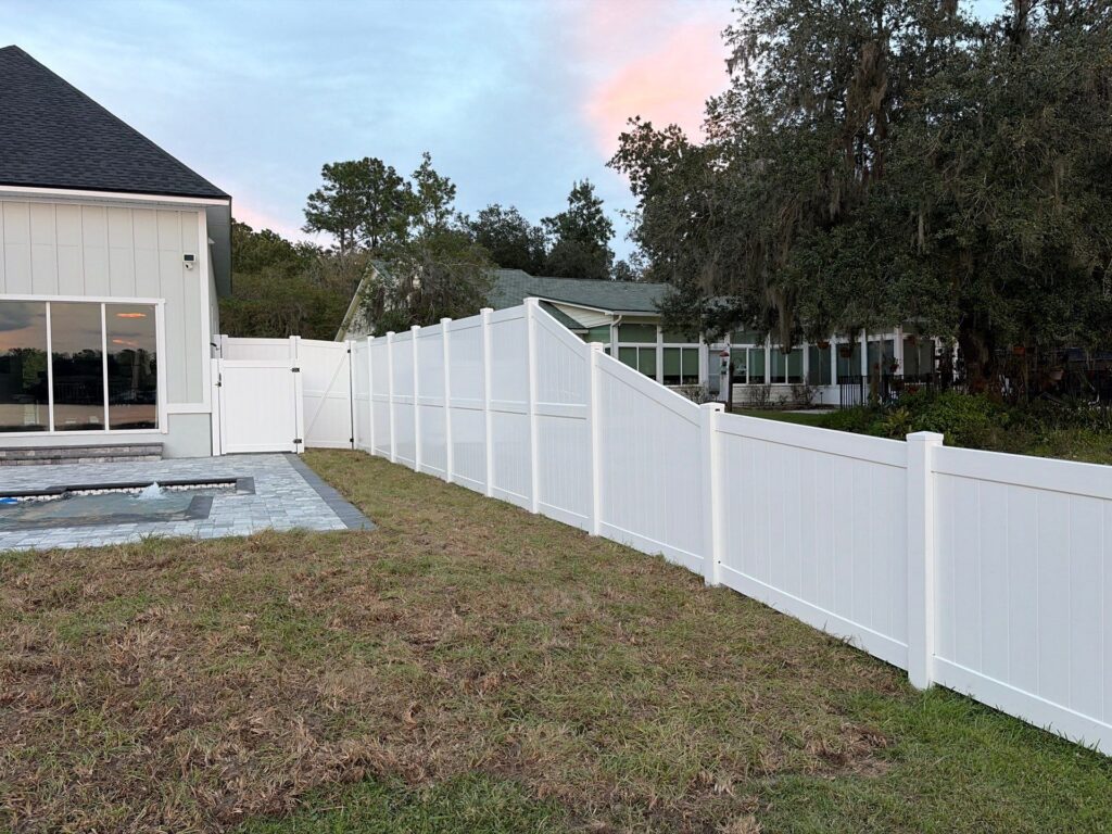 Vinyl fence installed by Fortera Fencing