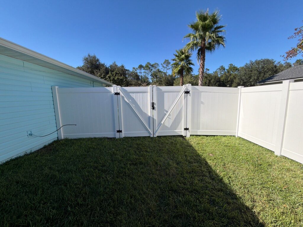 Vinyl fence installed by Fortera Fencing