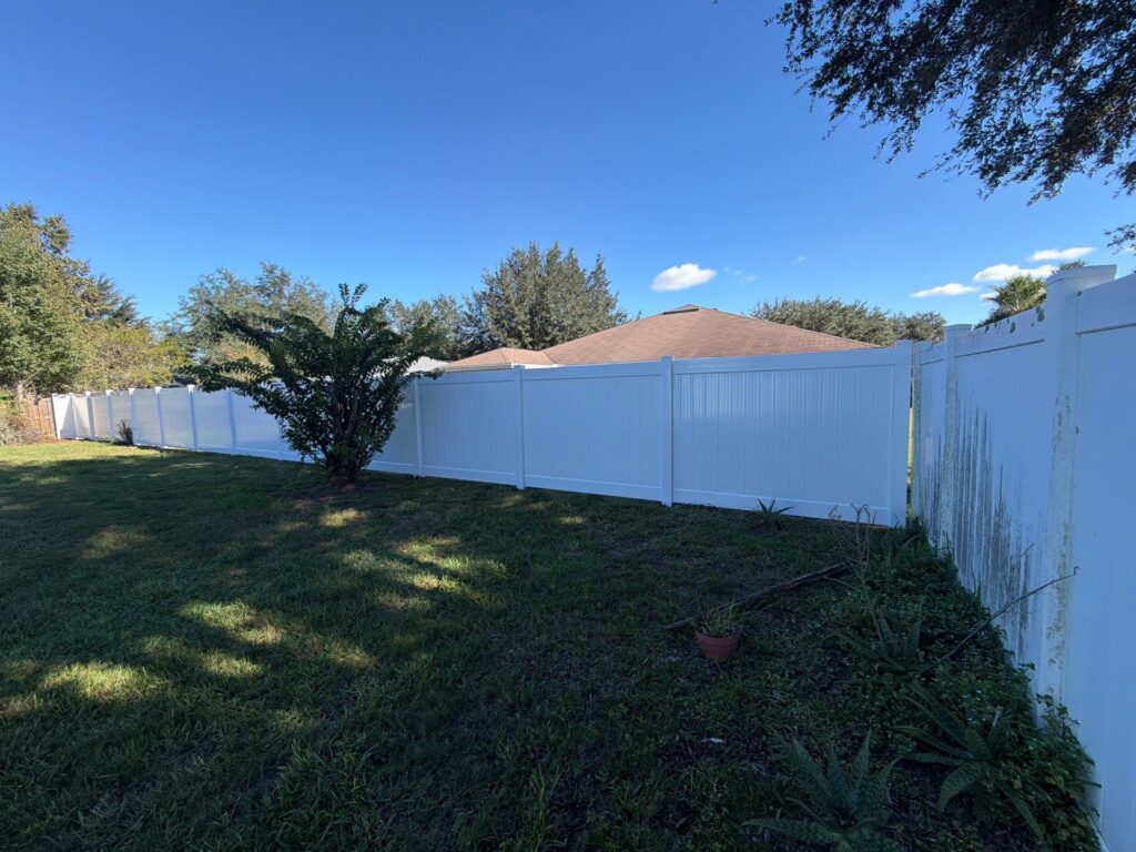 Vinyl fence installed by Fortera Fencing