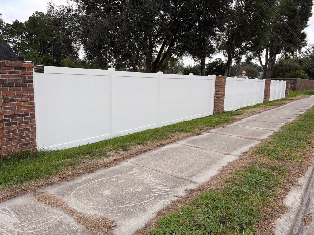 Vinyl fence installed by Fortera Fencing