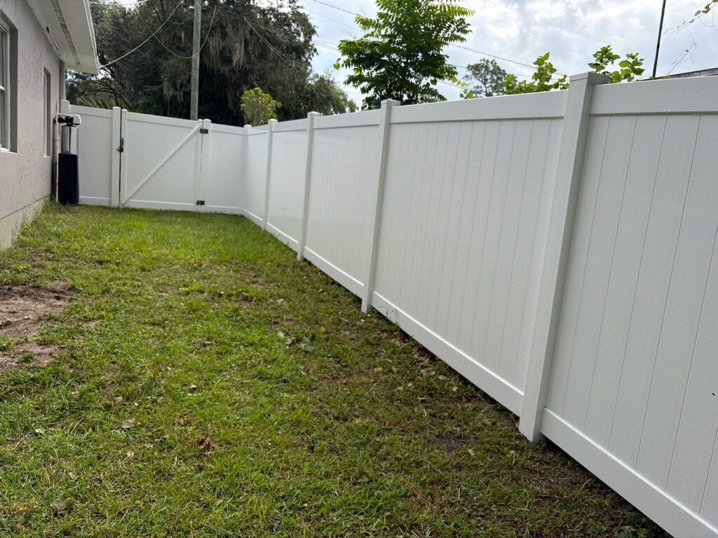 Vinyl fence installed by Fortera Fencing