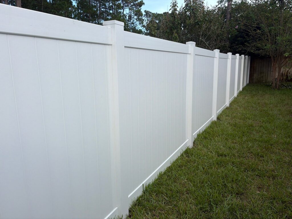 Vinyl fence installed by Fortera Fencing