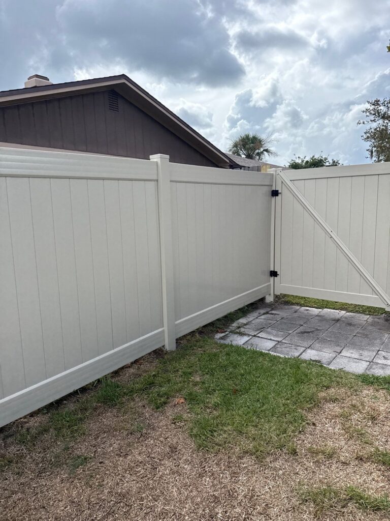 Vinyl fence installed by Fortera Fencing